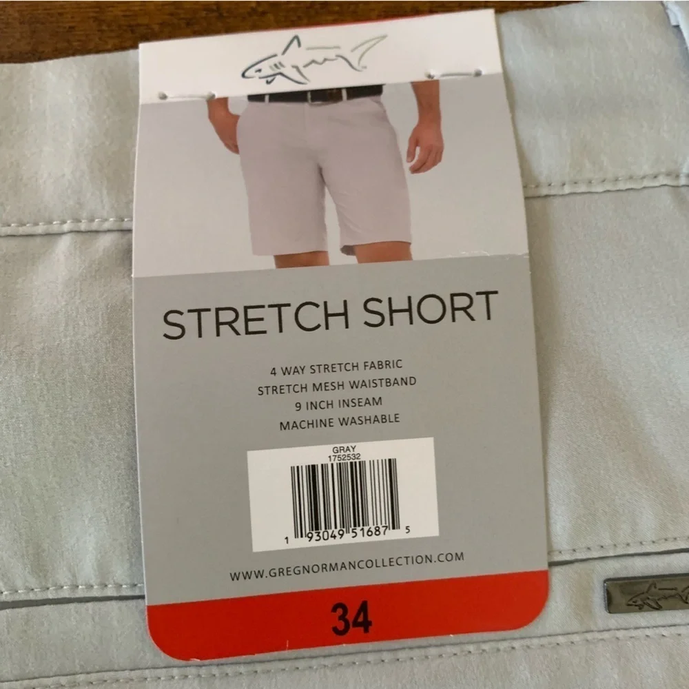 Greg Norman Light Gray Lightweight Stretch Golf Performance Shorts Sz 34